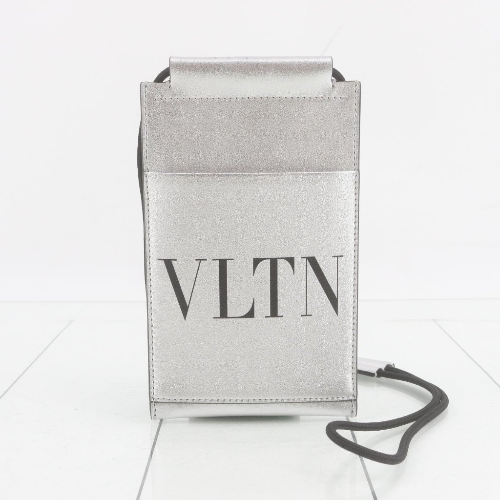 Nwt Valentino Garavani Logo Metallic Leather Phone Bag- Card Holder